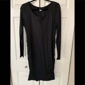 Gap maternity black long sleeve ruched dress, medium